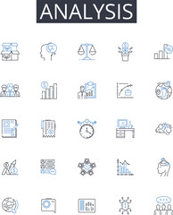 Analysis line icons collection. Leadership, Vision, Management, Strategy, Innovation, Influence, Direction vector and linear illustration. Decisiveness,Authority,Responsibility outline signs set