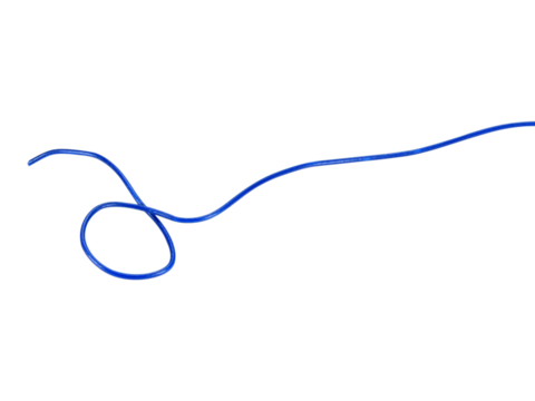 blue wire cable of usb and adapter isolated on white background.