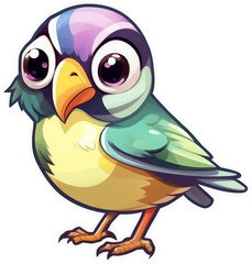 Funny and cute bird transparency sticker, Gouldian Finch.