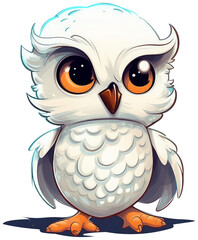 Funny and cute bird transparency sticker, Snowy Owl.