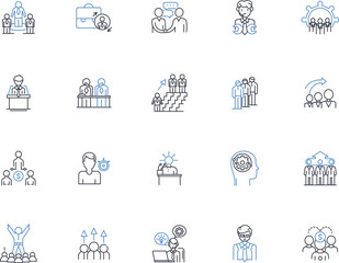 Male entrepreneurship line icons collection. Visionary, Innovative, Risk-taker, Ambitious, Resilient, Creative, Adaptable vector and linear illustration. Determined,Strategic,Driven outline signs set