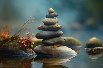 River of Stones: A Stunning Image of a Rock Pile in a River