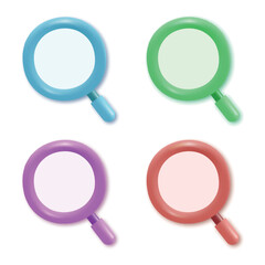 Set of 3d Magnifying glasses. Search icons. Vector