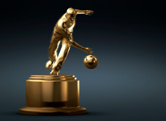 Gold Statue of a Bowling bowler