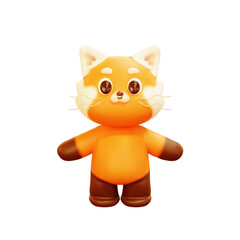 Red Panda 3D Smiling Cute Cartoon Transparent