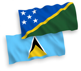 Flags of Saint Lucia and Solomon Islands on a white background