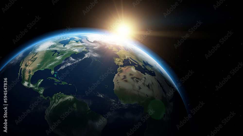 Wall mural view of the earth from the moon. generative ai