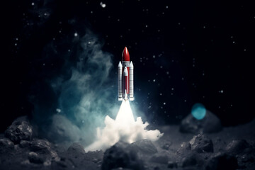 growth business concept. flying rocket up, Generative ai