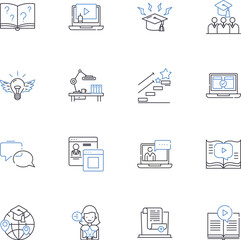 Competence building line icons collection. Training, Development, Education, Skills, Knowledge, Learning, Improvement vector and linear illustration. Mastery,Progression,Growth outline signs set