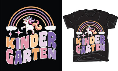 Kinder Garten Back to School SVG Typography Colorful T-shirt Design Vector Template. Hand Lettering Illustration And Printing for T-shirt, Banner, Poster, Flyers, Etc.