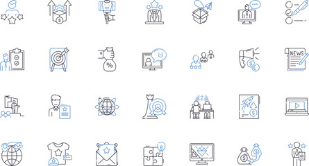 Advocacy line icons collection. Empowerment, Education, Justice, Equality, Awareness, Activism, Support vector and linear illustration. Voice,Inclusion,Policy outline signs set
