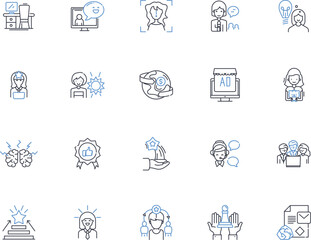 Partner line icons collection. Trust, Loyalty, Commitment, Communication, Connection, Understanding, Respect vector and linear illustration. Support,Affection,Empathy outline signs set