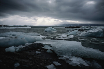 Obraz premium Melting ice in the ocean - Generative AI