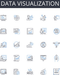 Data visualization line icons collection. Fabric, Color, Texture, Style, Accessories, Fashion, Artistic vector and linear illustration. Detail,Interpretation,Performance outline signs set
