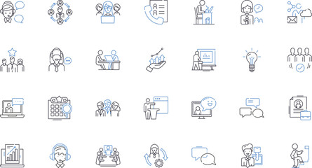 Career labor line icons collection. Employment, Job, Workforce, Skillset, Salary, Industry, Proficiency vector and linear illustration. Occupation,Vocation,Trade outline signs set