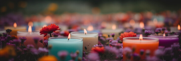 Fragrant Candles amidst a Garden of Blooms