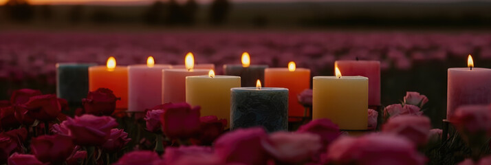 Scented Candles in a Garden of Roses