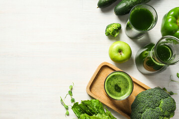 Green detox smoothie, concept of healthy nutrition and healthy lifestyle