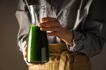 Green detox smoothie, concept of healthy nutrition and healthy lifestyle