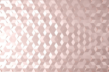 Rose gold seamless hexagon background, Abstract geometric seamless pattern design, 3d rendering
