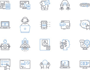 Training line icons collection. Education, Tutoring, Coaching, Development, Learning, Skill-building, Instruction vector and linear illustration. Rehabilitation,Coaching,Mentoring outline signs set