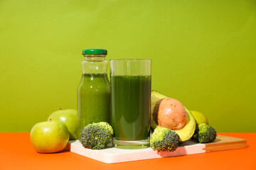 Green detox smoothie, concept of healthy nutrition and healthy lifestyle