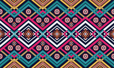 Geometric ethnic pattern vector background. seamless pattern traditional,Design for background, wallpaper, Batik, fabric, carpet, clothing, wrapping, and textile. Colorful ethnic pattern illustration