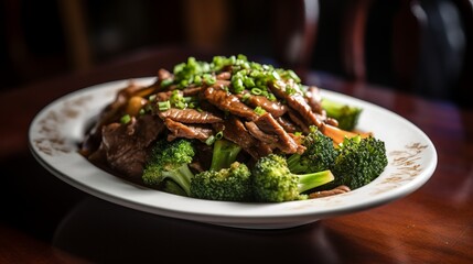Stir-Fried Flank Steak with Broccoli - obrazy, fototapety, plakaty