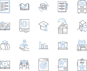 Advanced training line icons collection. Intensive, Mastery, Expertise, Specialization, Refinement, Perfection, Empowerment vector and linear illustration. Efficiency,Precision,Innovation outline