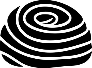 black individual cinnamon roll icon. simple tasty food flat design pictogram, clip art vector illustration for ad app logo web banner button ui ux interface elements isolate on white background