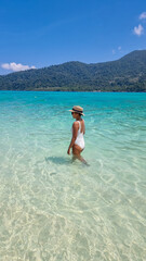 Fototapeta na wymiar Koh Lipe Island Southern Thailand with turqouse colored ocean and white sandy beach at Ko Lipe