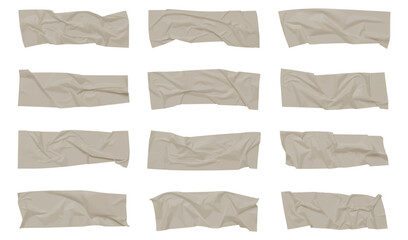 Realistic adhesive tape collection Sticky scotch tape of different sizes. Vector illustration.