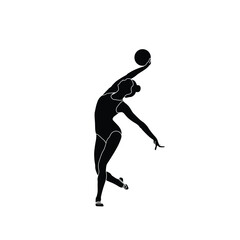 Ball Rhythmic Gymnastics flat sihouette vector. Rhythmic Gymnastics female athlete black icon on white background.