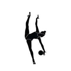 Fototapeta premium Ball Rhythmic Gymnastics flat sihouette vector. Rhythmic Gymnastics female athlete black icon on white background.