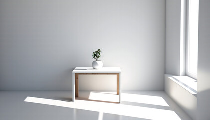 Home interior with decor wooden table and plants decoration interior design of living room
