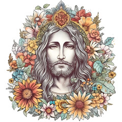 Fototapeta na wymiar Watercolor drawing Jesus Christ.