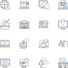 Budget discussion line icons collection. Finance, My, Savings, Expenses, Income, Debt, Budgeting vector and linear illustration. Planning,Priorities,Frugality outline signs set