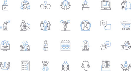 Programmes and modules line icons collection. Curriculum, Syllabus, Elective, Core, Requirements, Courses, Classes vector and linear illustration. Seminars,Workshops,Practical outline signs set