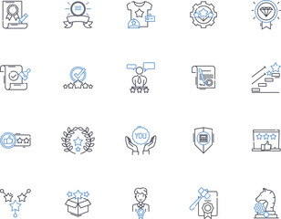 Recognition line icons collection. Acknowledgment, Appreciation, Approval, Commendation, Validation, Praise, Tribute vector and linear illustration. Admiration,Honor,Validation outline signs set