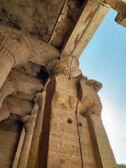 Fototapeta na wymiar Egyptian column - Temple of Horus - Edfu - Hieroglyphs - Egyptian Civilization