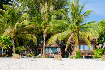 bamboo hut bungalows on the beach in Thailand