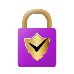 purple lock gold shield and correct mark security