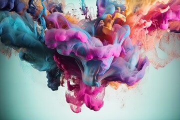 Abstract soft colorful ink splash, background image, colorful image in water background. Generative AI Technology