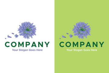 modern agapanthus flower illustration vector logo design
