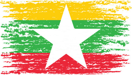 Brushstroke flag of MYANMAR