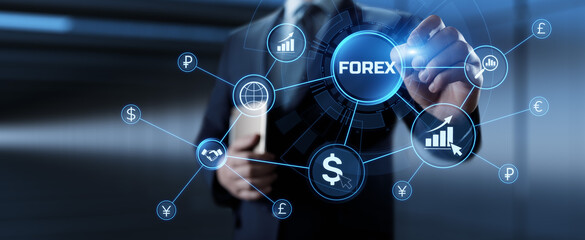 Forex currencies exchange stock market trading investment concept on screen.