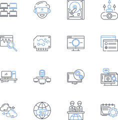 Online marketplace line icons collection. E-commerce , Digital, App, Platform, Nerk, Marketplace, Retail vector and linear illustration. Sales,Marketplace,Auction outline signs set