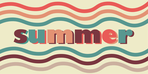 Word SUMMER on beige background
