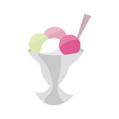 Sweet ice-cream in dessert bowl on white background