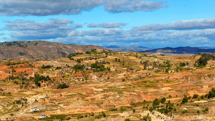 Fototapeta na wymiar Paysage des hautes-terres de Madagascar